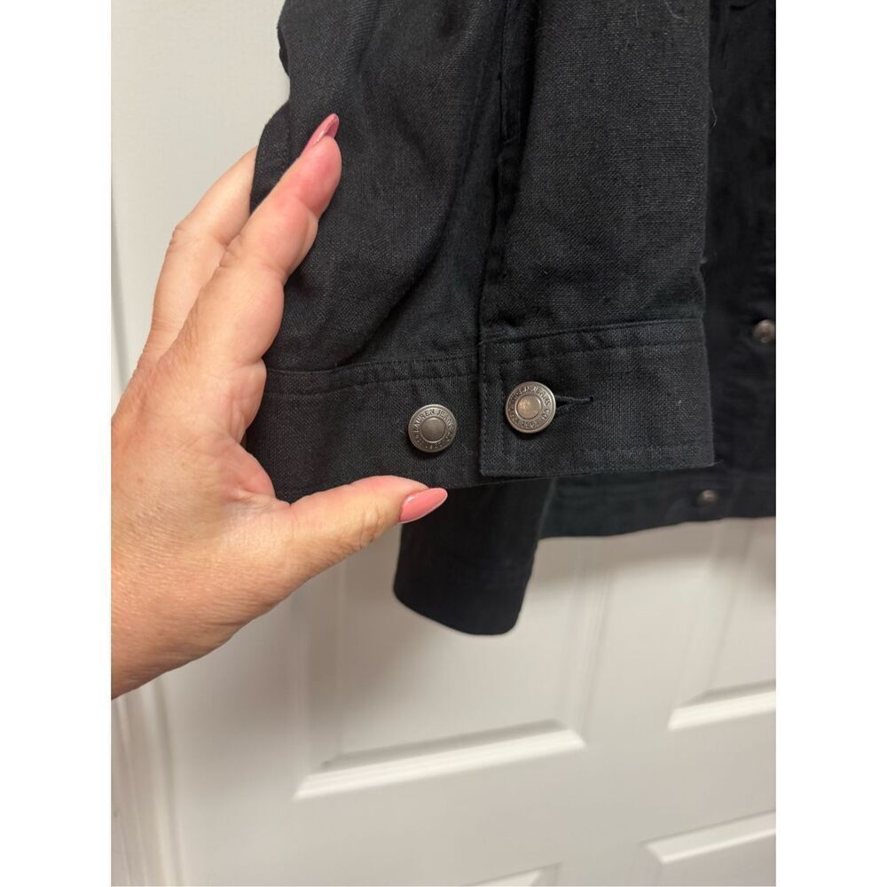 Lauren Ralph Lauren Black Linen Blend Denim Style Eyelet Cut Out Jacket sz 3X  E - Picture 5 of 7